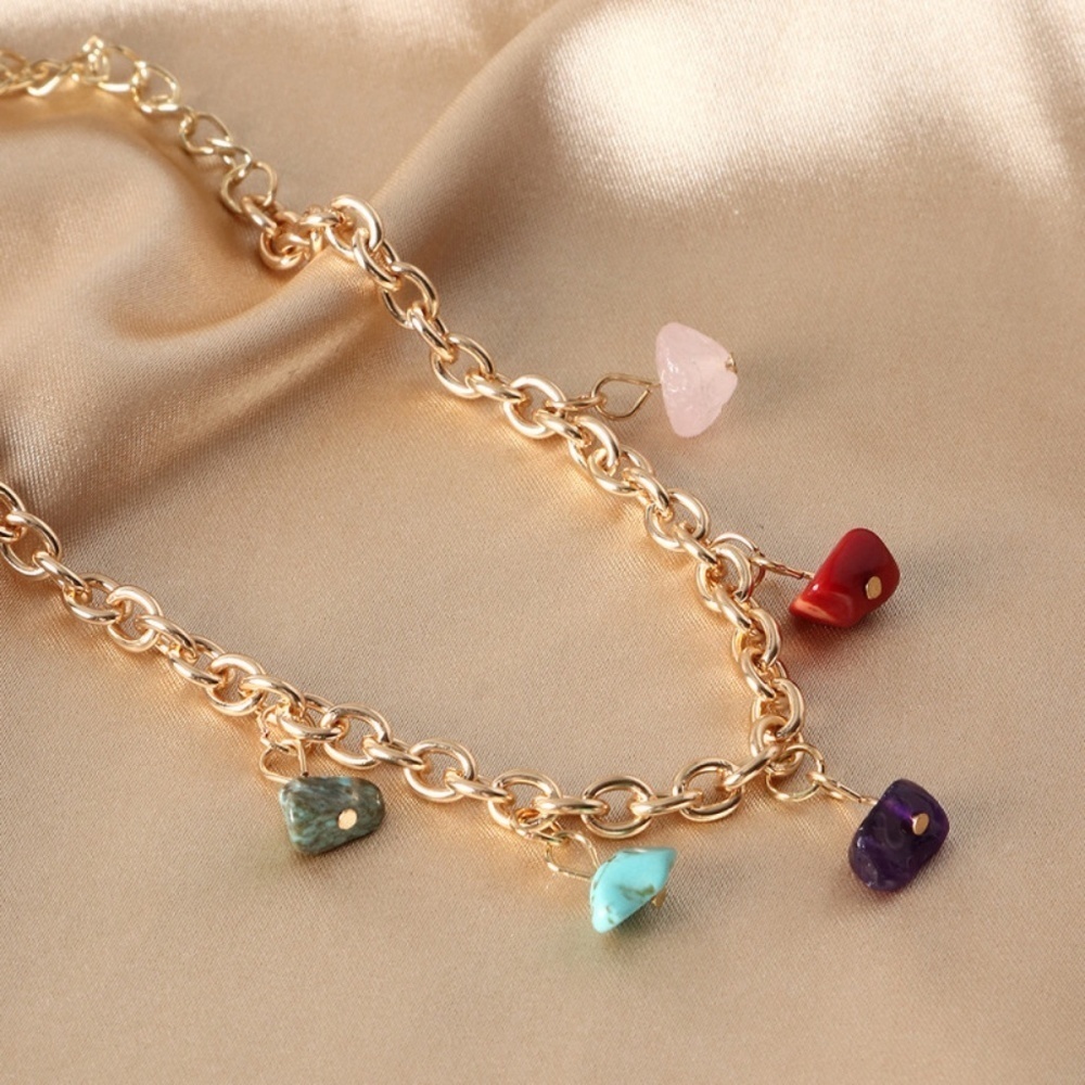 *RYLEE* Gold x Colorful Stone Fashion Charm Bracelet - Picture 4 of 5